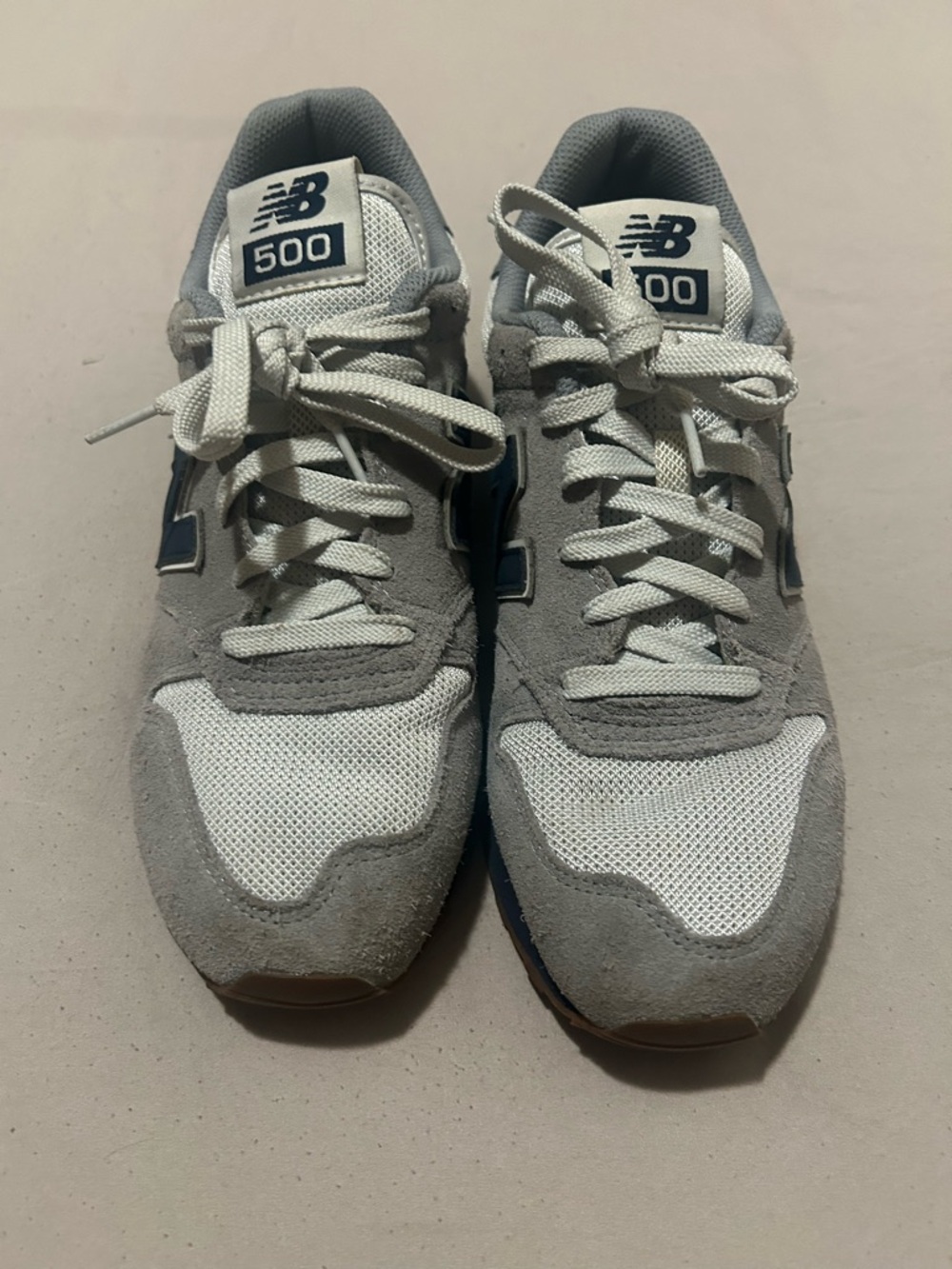 New Balance 500 Grey, White & Navy Running Shoes